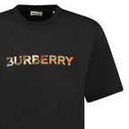 Burberry Check Logo Embroidered T-Shirt Black