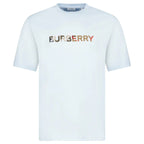 Burberry Check Logo Embroidered T-Shirt Light Blue