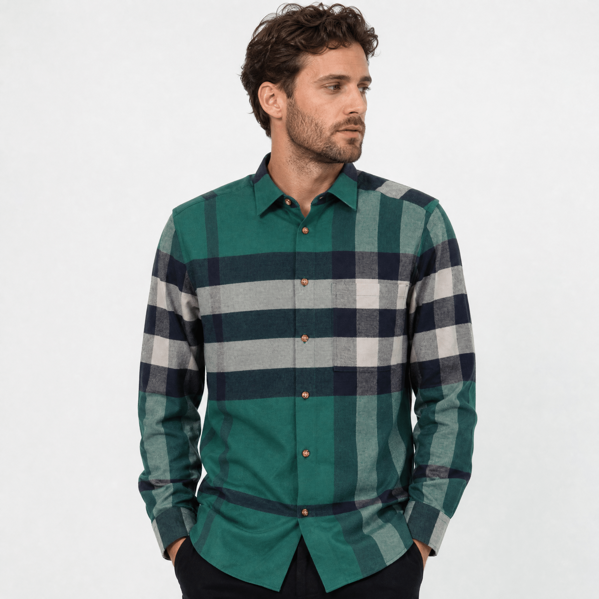 Burberry 'Claverdon' Check Shirt in Dark Racing Green