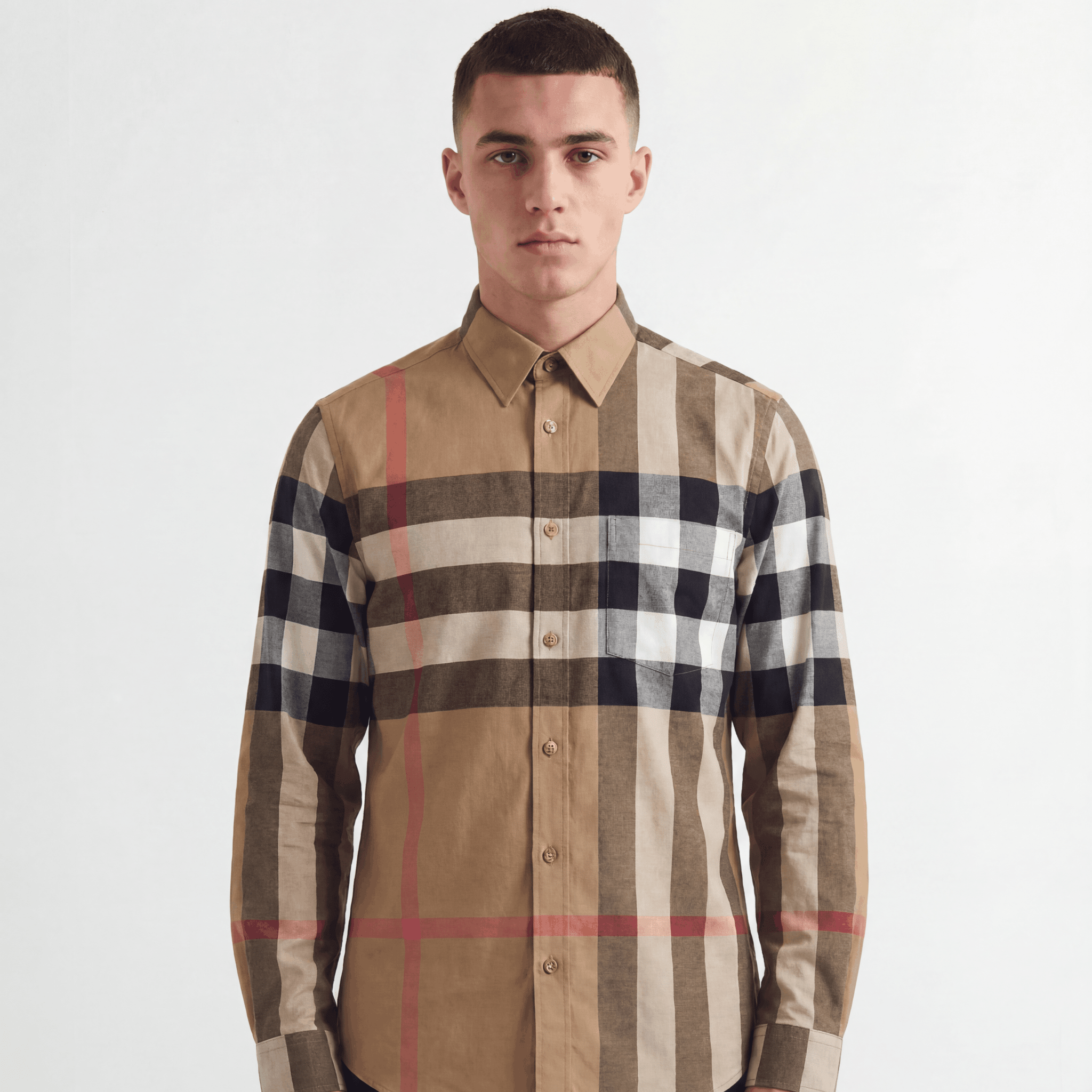 Burberry 'Claverdon' Check Shirt in Taupe Brown