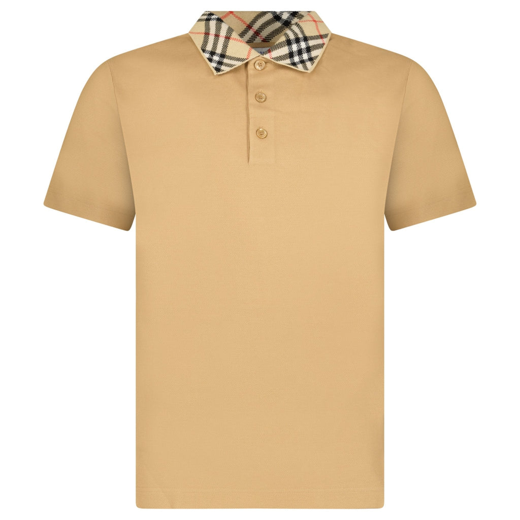 Burberry 'Cody' Check Short Sleeve Polo Shirt in Beige