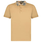 Burberry 'Cody' Check Short Sleeve Polo Shirt in Beige