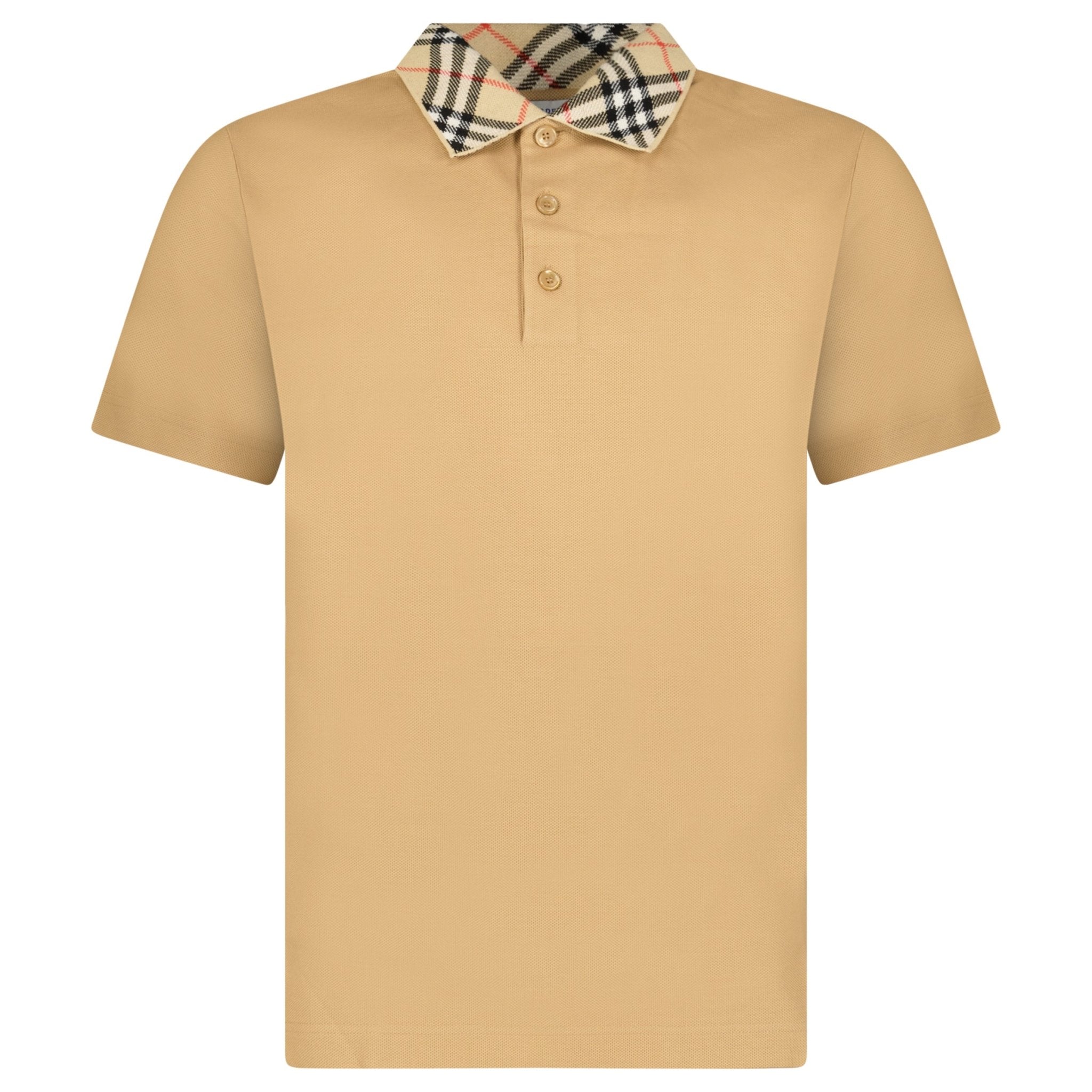 Burberry 'Cody' Check Short Sleeve Polo Shirt in Beige