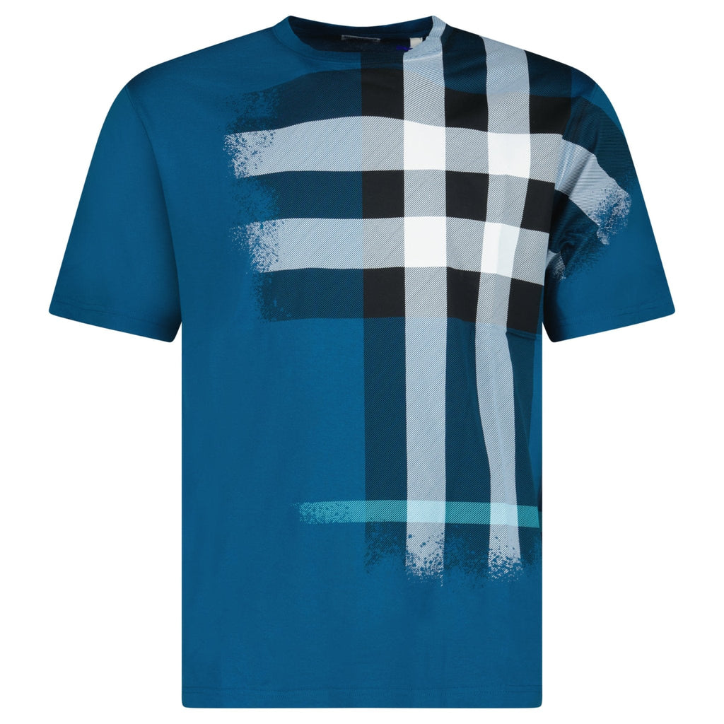 Burberry Ellison Check Print T-Shirt in Pacific Blue