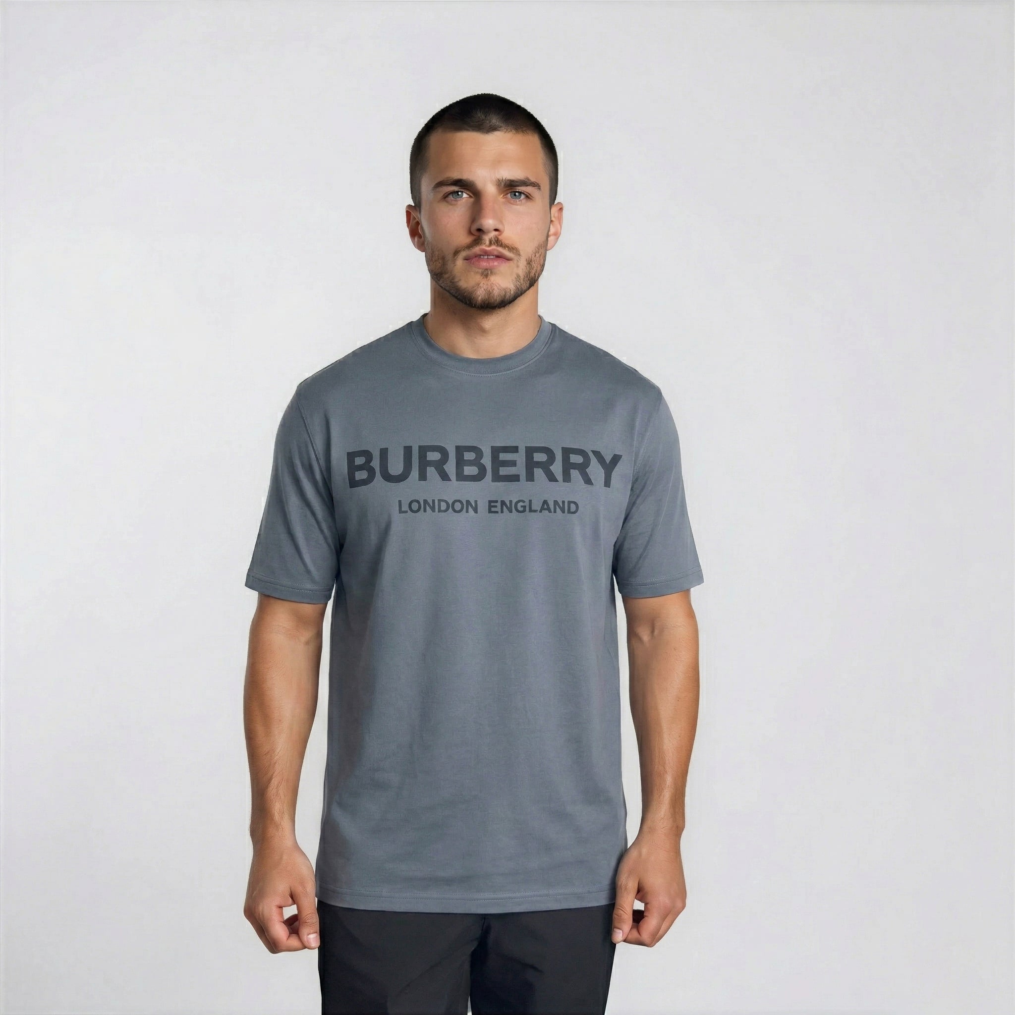 Burberry 'Ellison' Logo Print T-Shirt Carbon Blue
