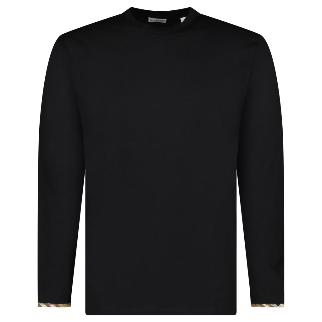 Burberry ‘Ellison’ Organic Cotton Check Long Sleeve T-Shirt in Black