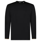 Burberry ‘Ellison’ Organic Cotton Check Long Sleeve T-Shirt in Black