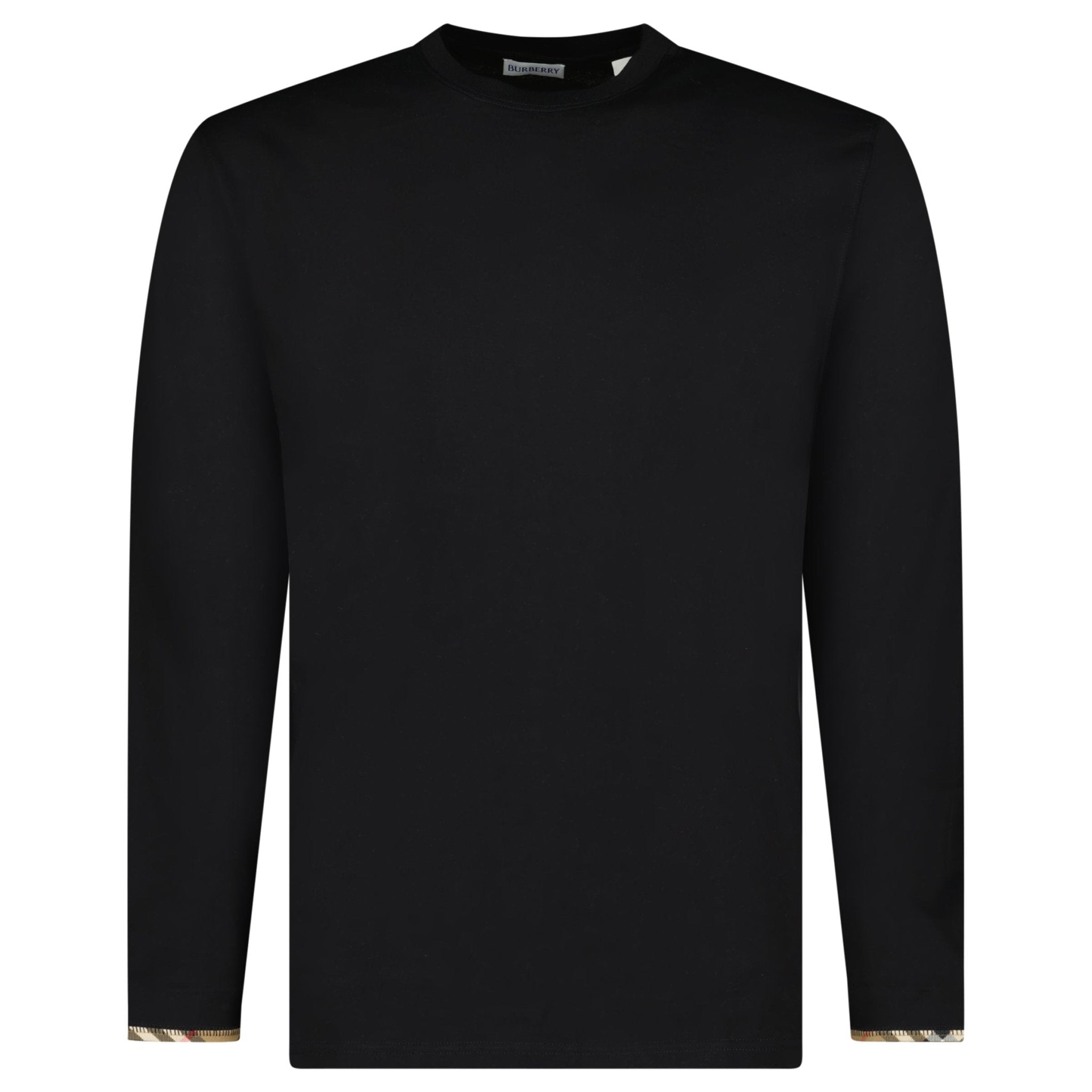 Burberry ‘Ellison’ Organic Cotton Check Long Sleeve T-Shirt in Black