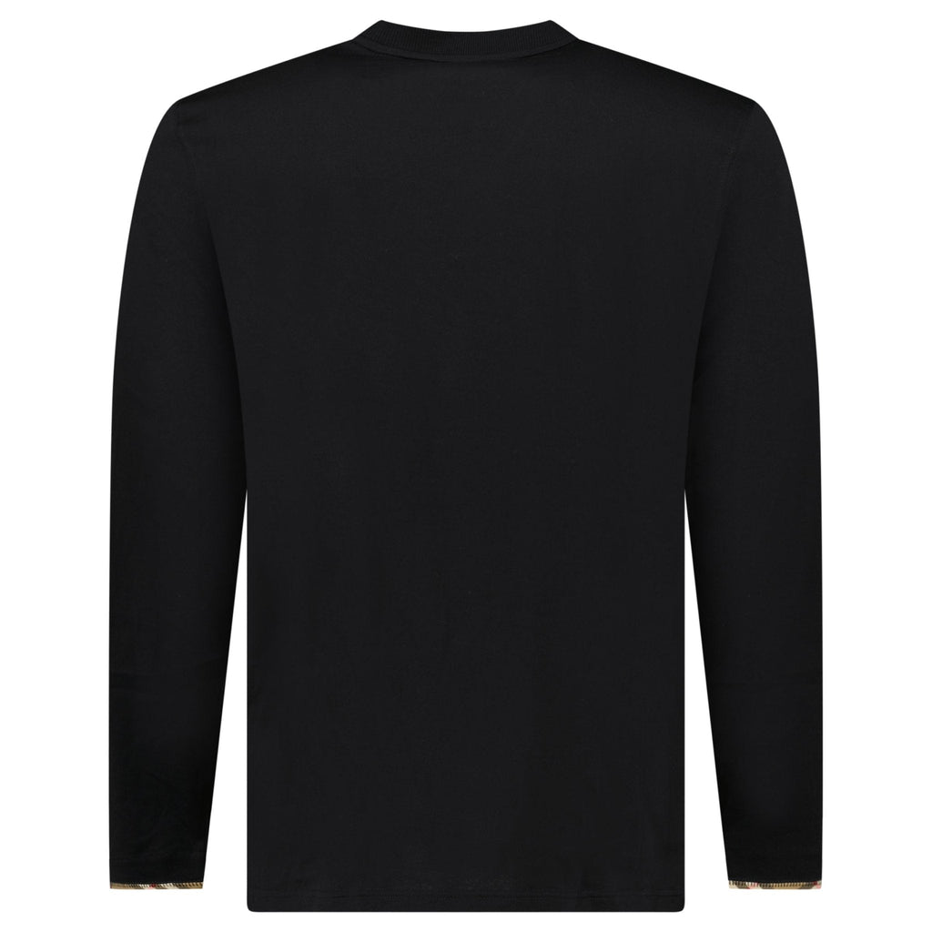 Burberry ‘Ellison’ Organic Cotton Check Long Sleeve T-Shirt in Black