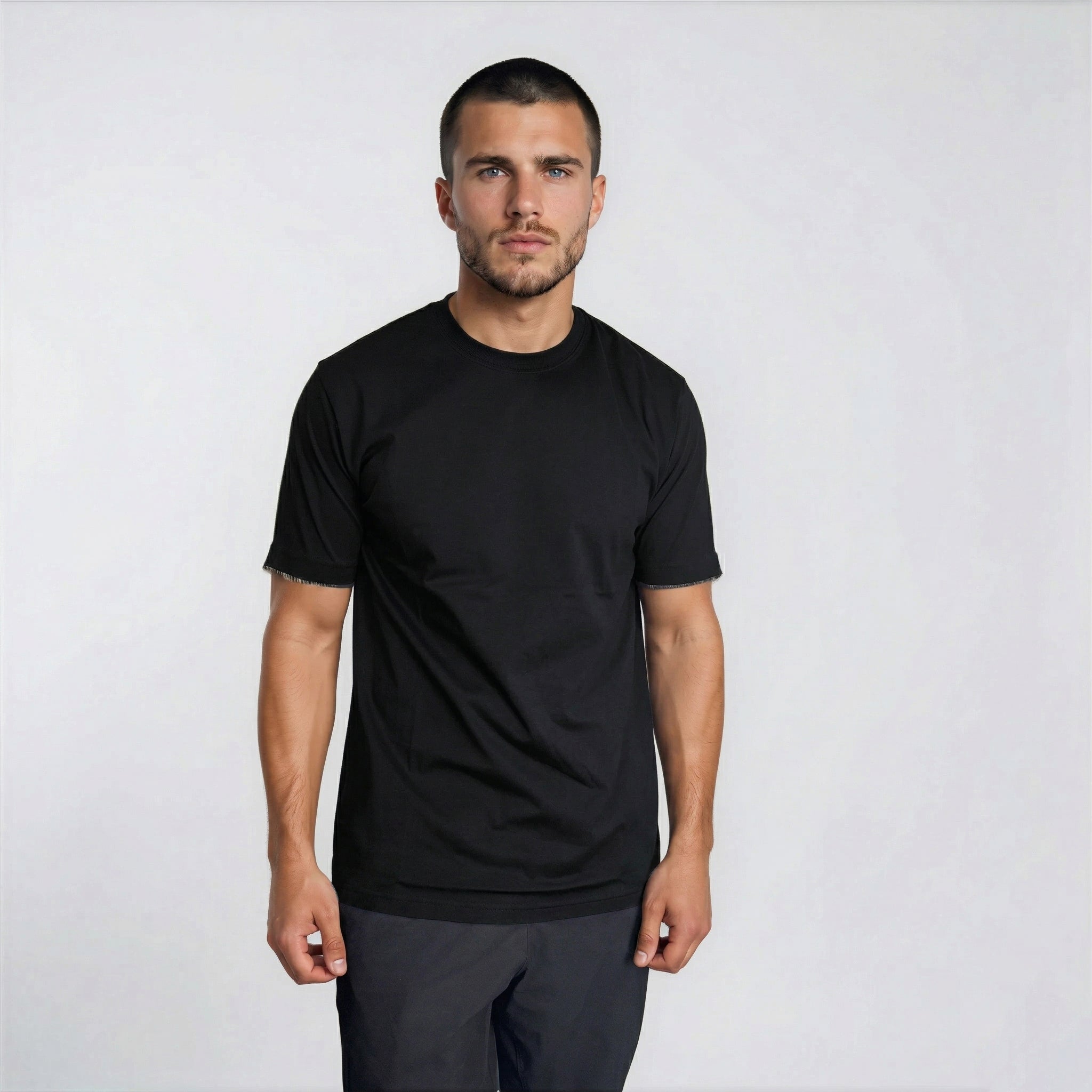 Burberry 'Ellison' Organic Cotton Check Sleeve Black