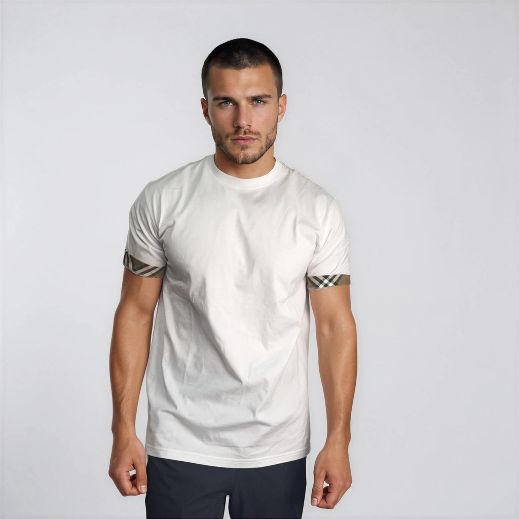 Burberry 'Ellison' Organic Cotton Check Sleeve White