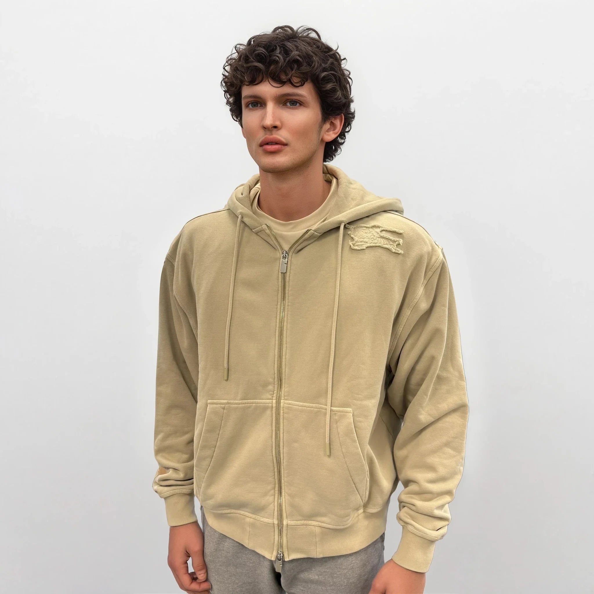 Burberry Embroidery Relaxed Fit Horseferry Logo Safari Beige