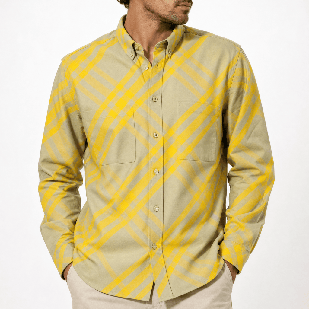 Burberry Eydon Check Shirt in Yellow and Light Green