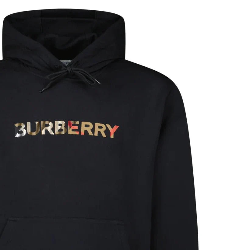 Burberry ‘Farley’ Logo Embroidered Hoodie in Black