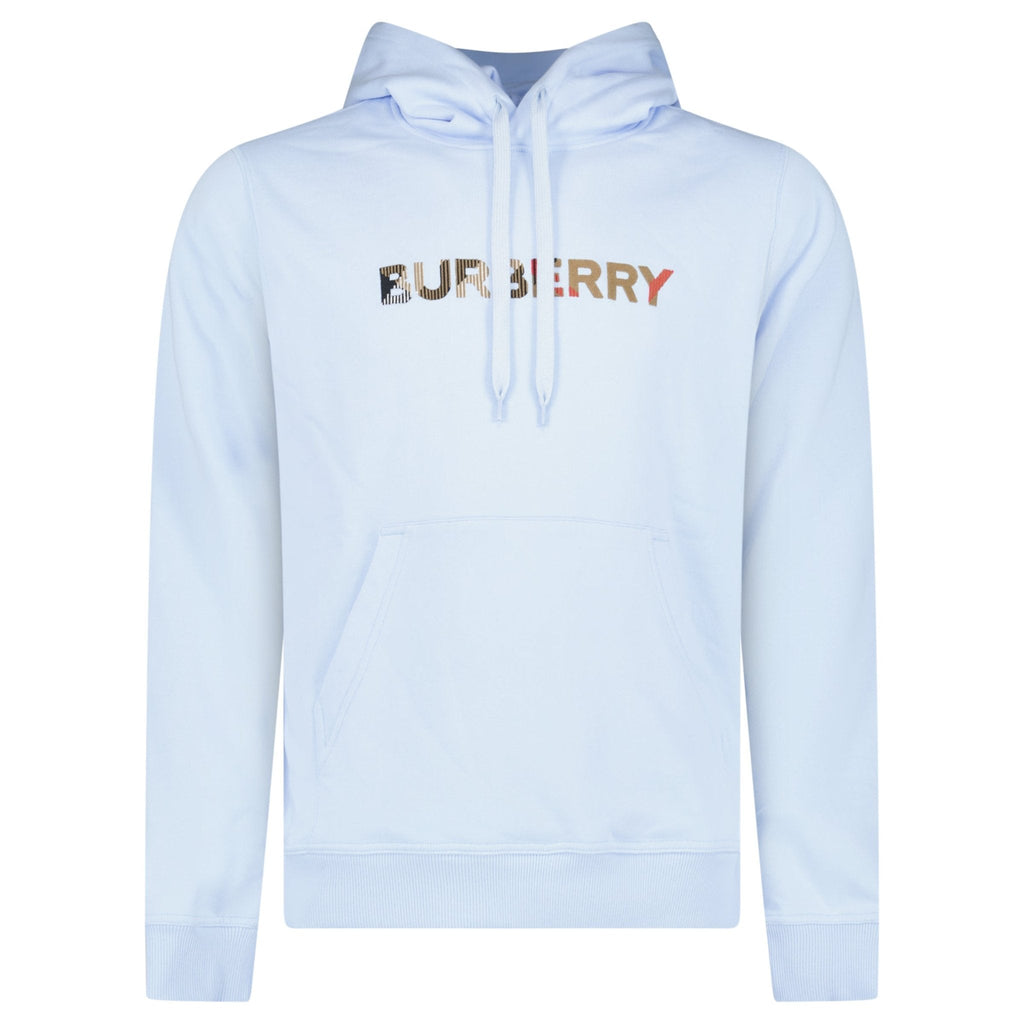 Burberry ‘Farley’ Logo Embroidered Hoodie in Light Blue