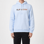Burberry ‘Farley’ Logo Embroidered Hoodie in Light Blue