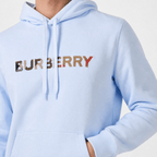 Burberry ‘Farley’ Logo Embroidered Hoodie in Light Blue