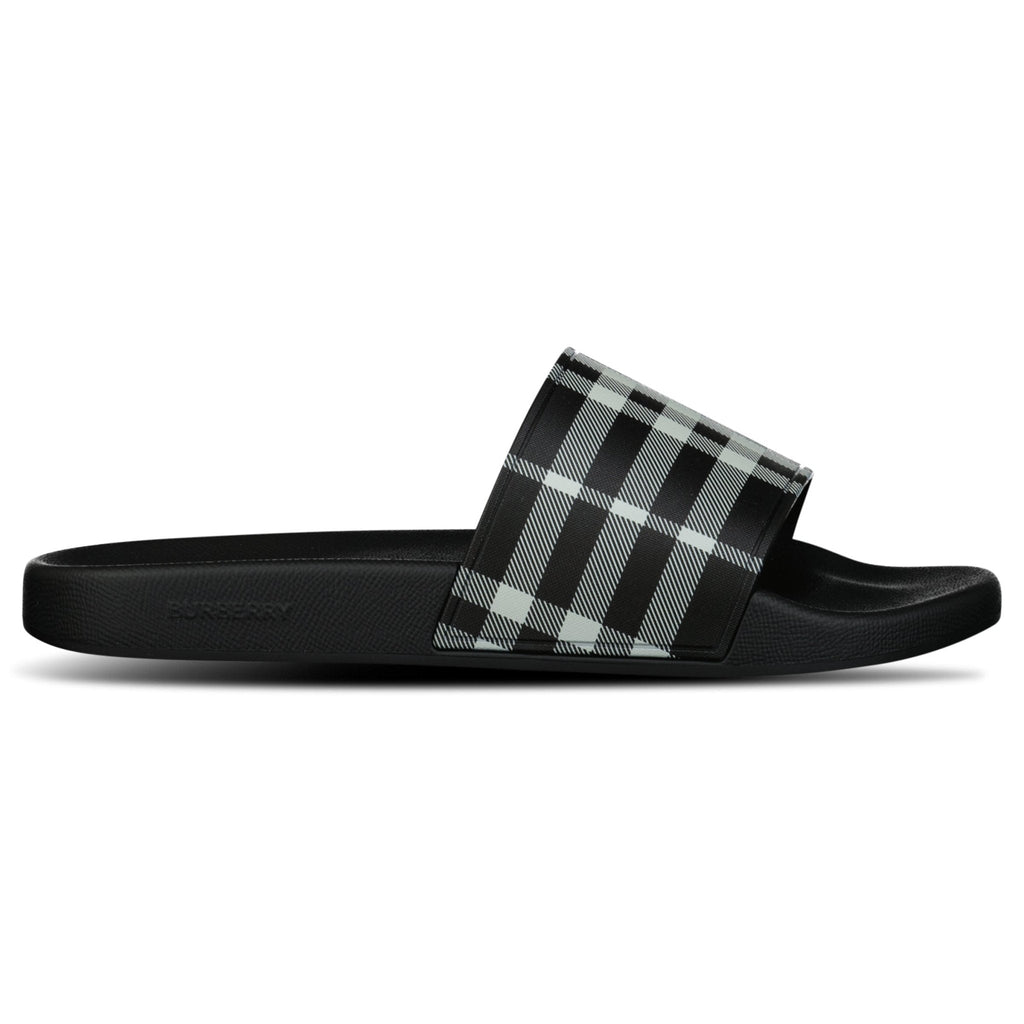 Burberry Furley Check Canvas Sliders Black & White