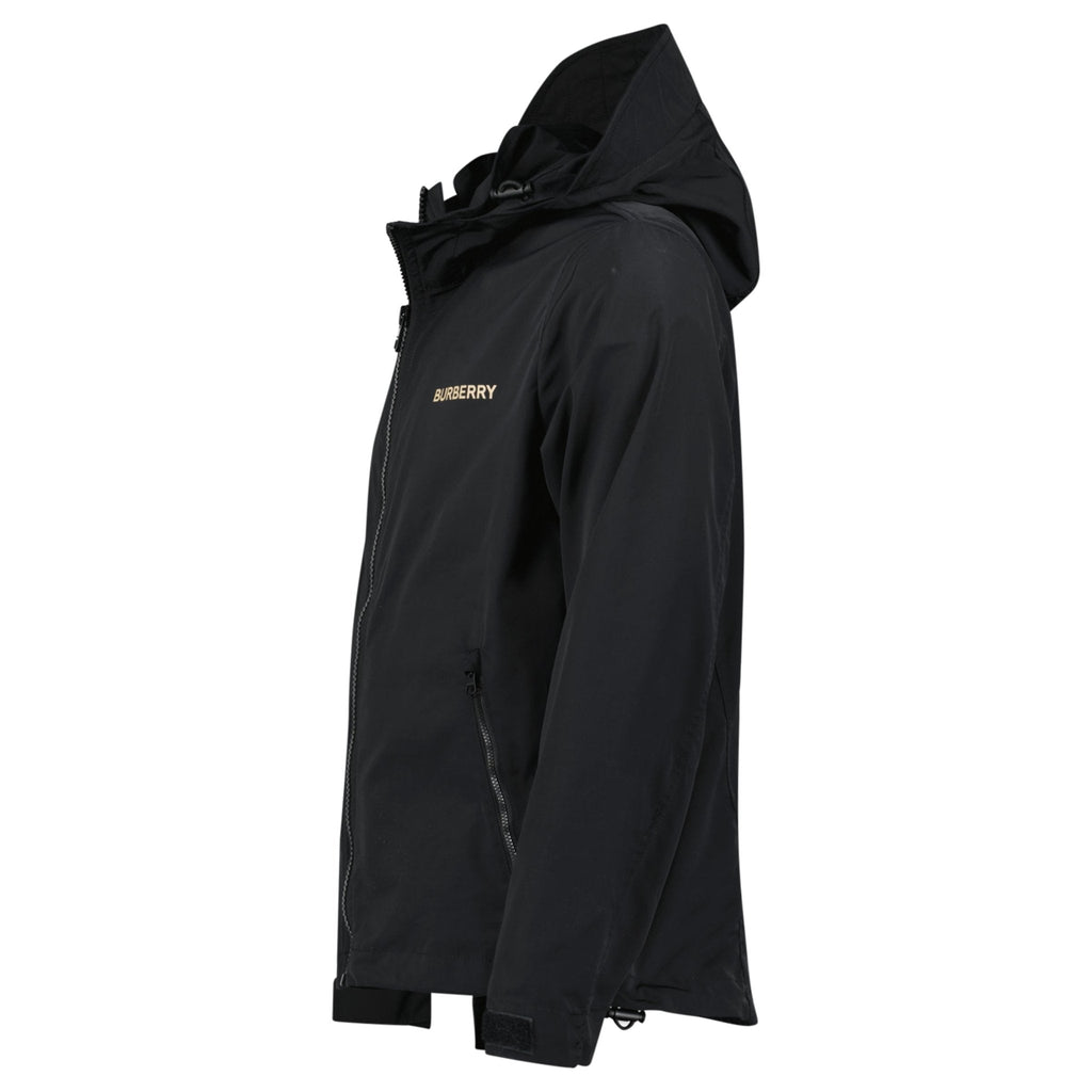 Burberry 'Hargrave' Zip-Up Logo Hooded Rain Jacket Black