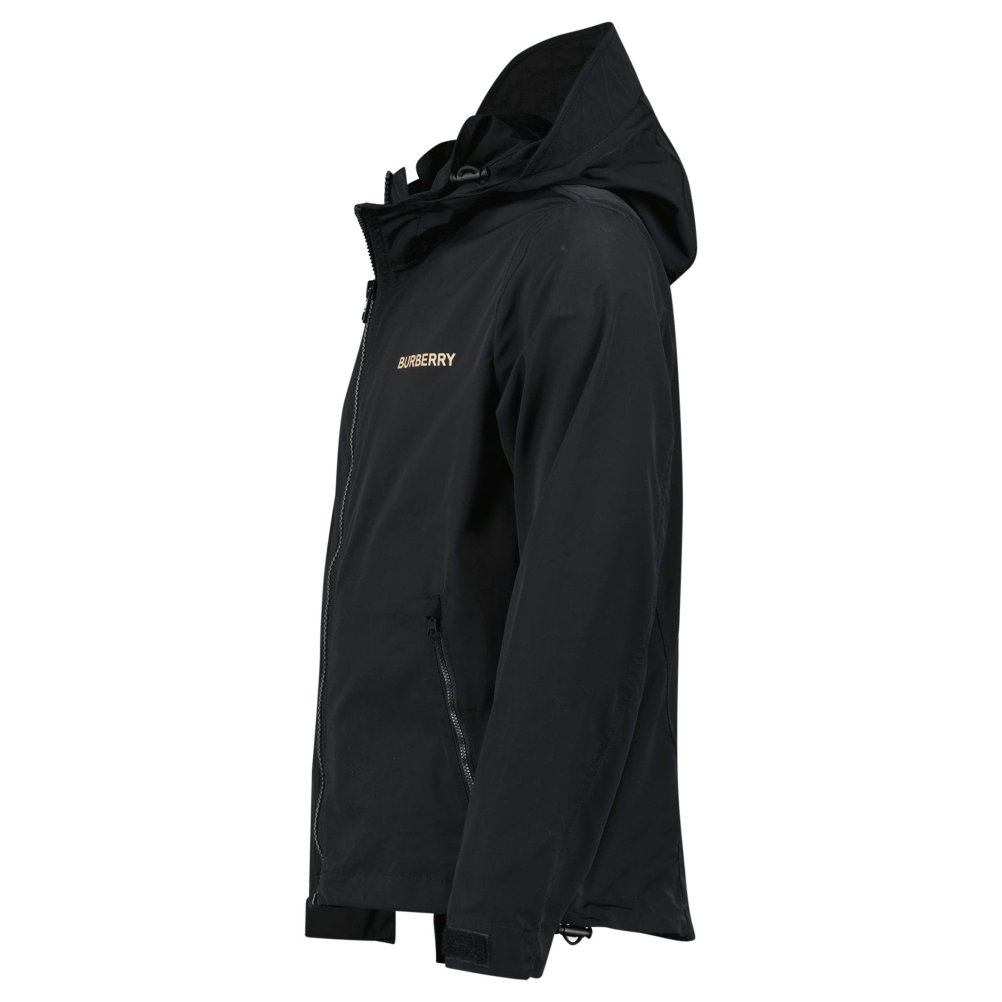 Burberry 'Hargrave' Zip-Up Logo Hooded Rain Jacket Black