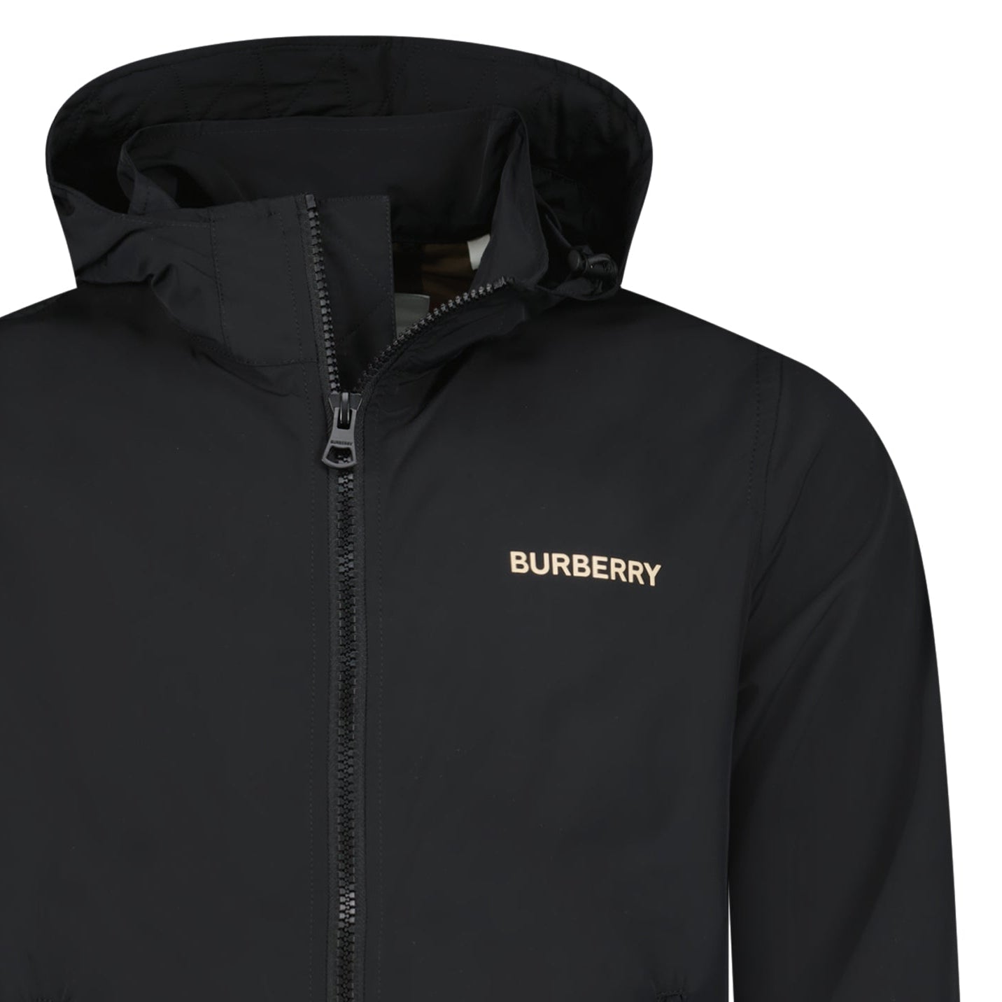Burberry 'Hargrave' Zip-Up Logo Hooded Rain Jacket Black