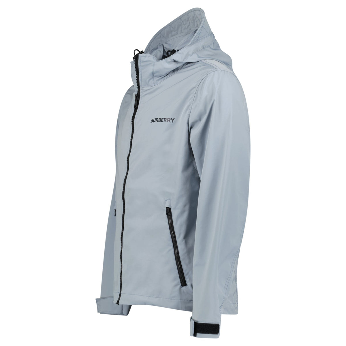 Burberry 'Hargrave' Zip-Up Logo Hooded Rain Jacket Gale Grey