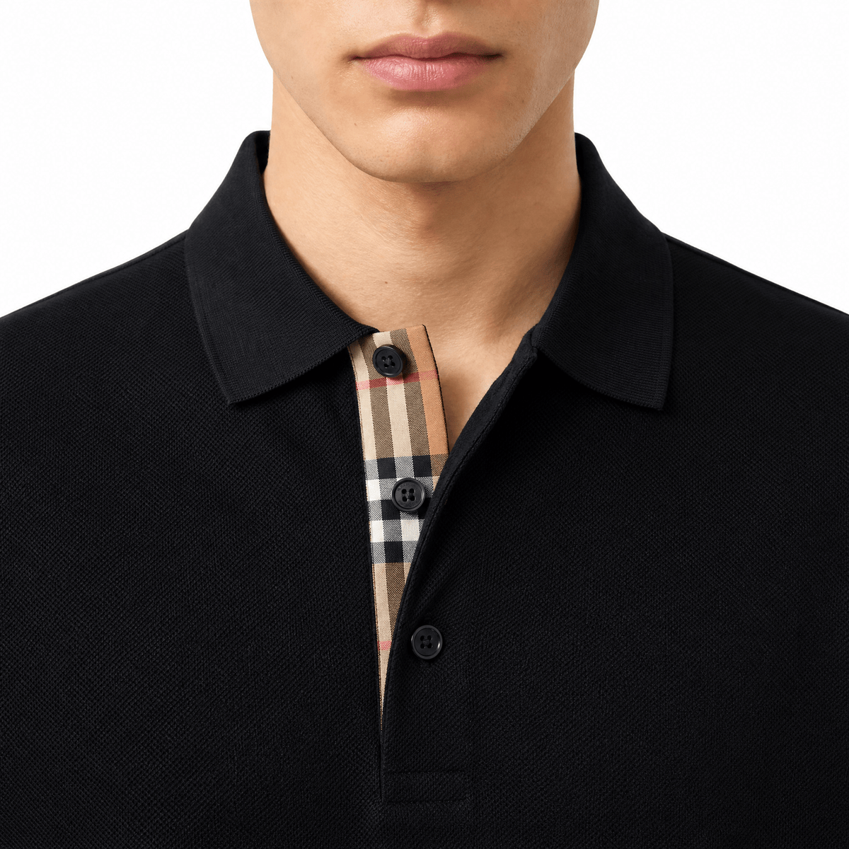 Burberry 'Hartford' Check Placket Polo Black