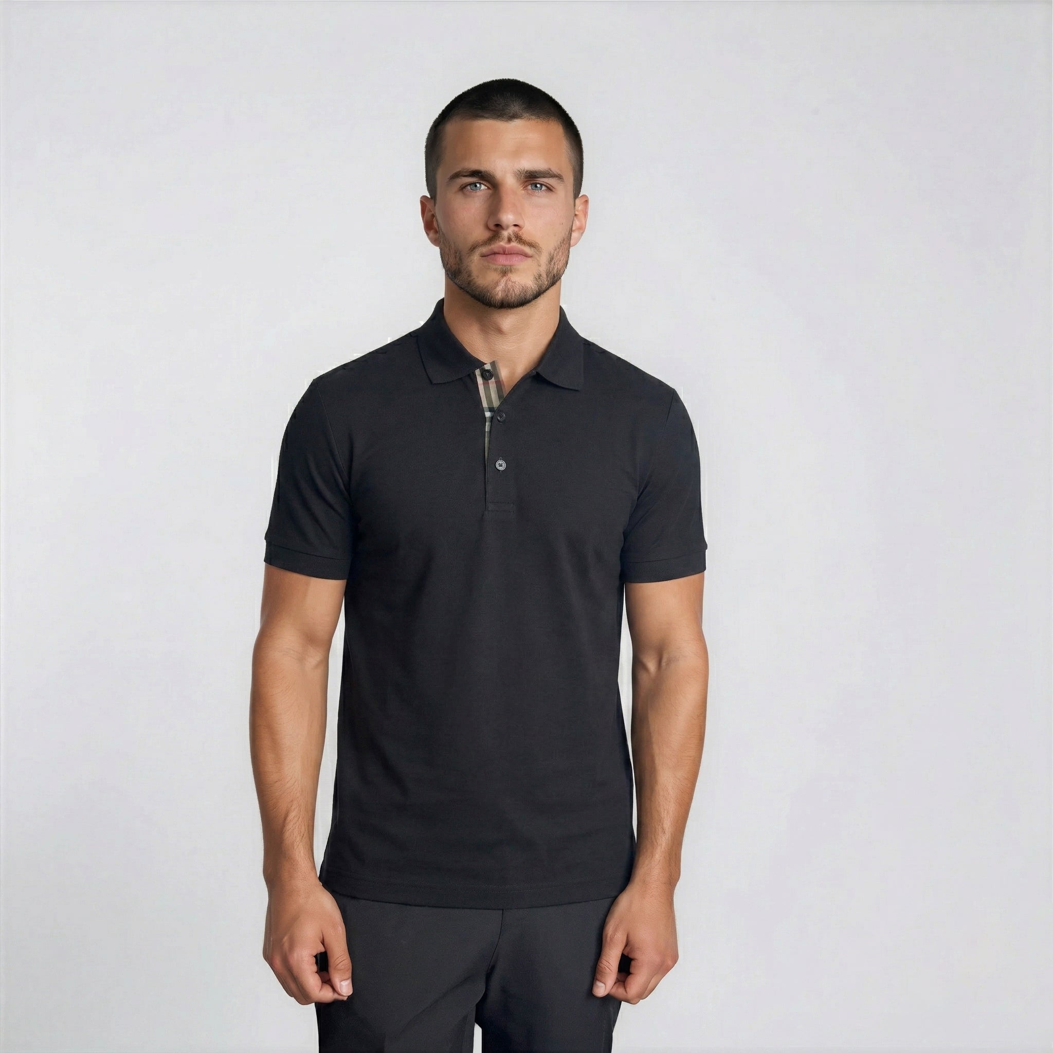Burberry 'Hartford' Check Placket Polo Black