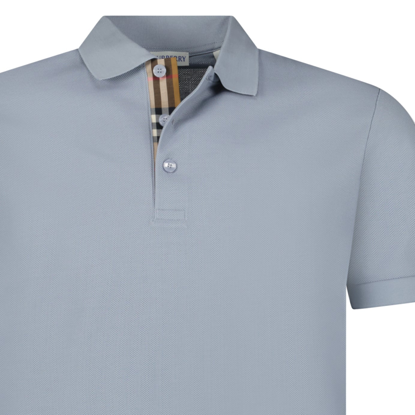 Burberry 'Hartford' Check Placket Polo Gale Blue