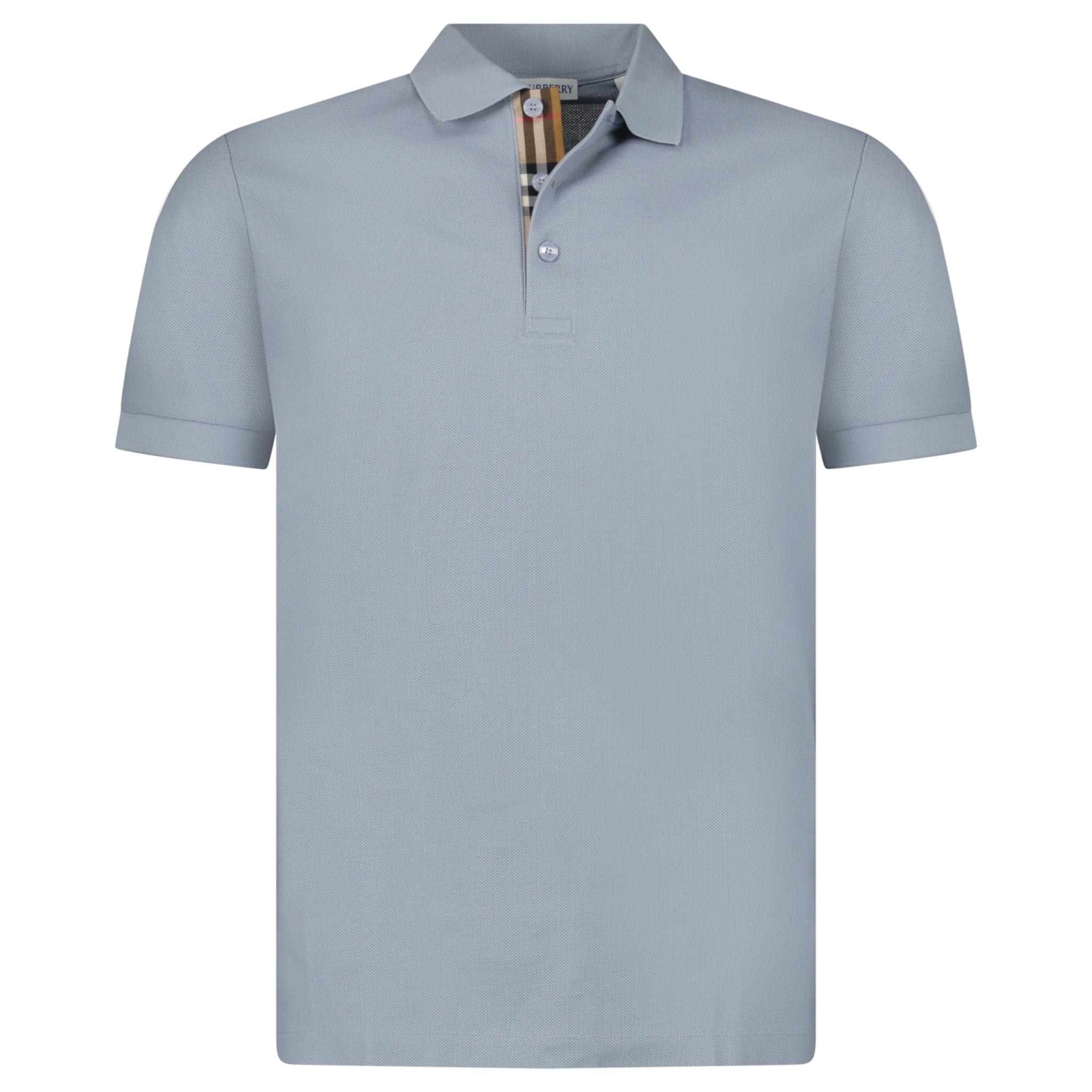 Burberry 'Hartford' Check Placket Polo Gale Blue