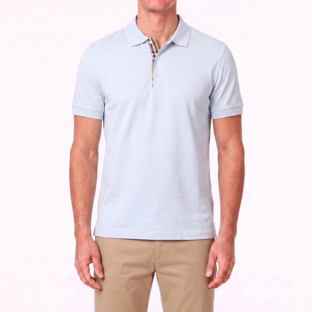 Burberry 'Hartford' Check Placket Polo Light Blue