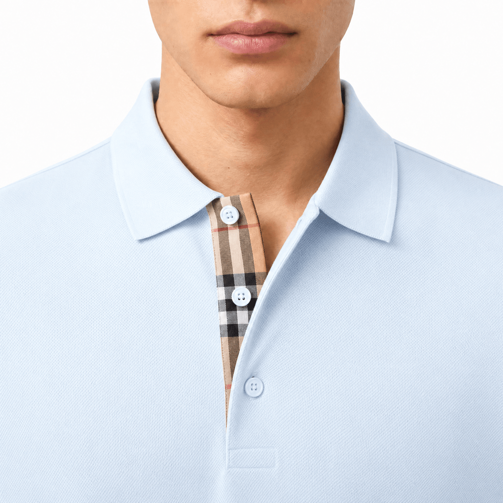 Burberry 'Hartford' Check Placket Polo Light Blue
