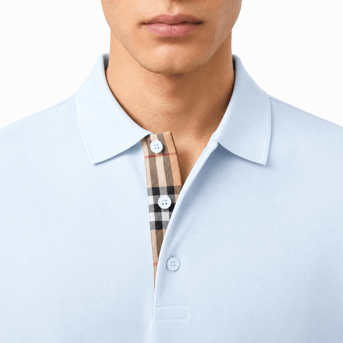 Burberry 'Hartford' Check Placket Polo Light Blue