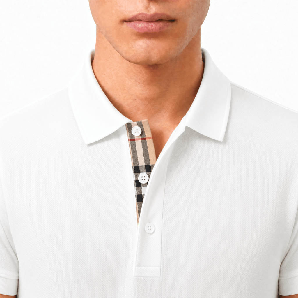 Burberry 'Hartford' Check Placket Polo White
