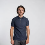 Burberry 'Hartford' Check Placket Zip Polo Navy