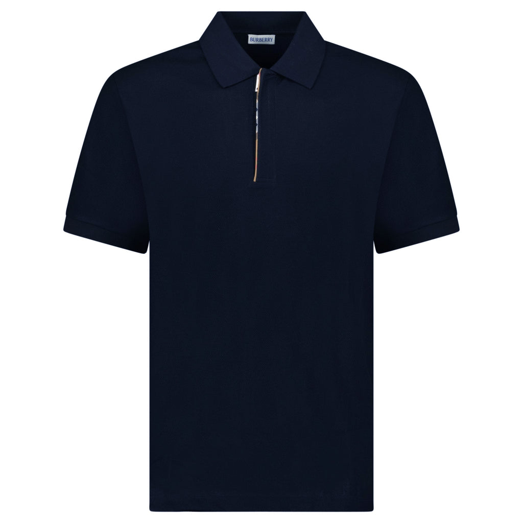 Burberry 'Hartford' Check Placket Zip Polo Navy
