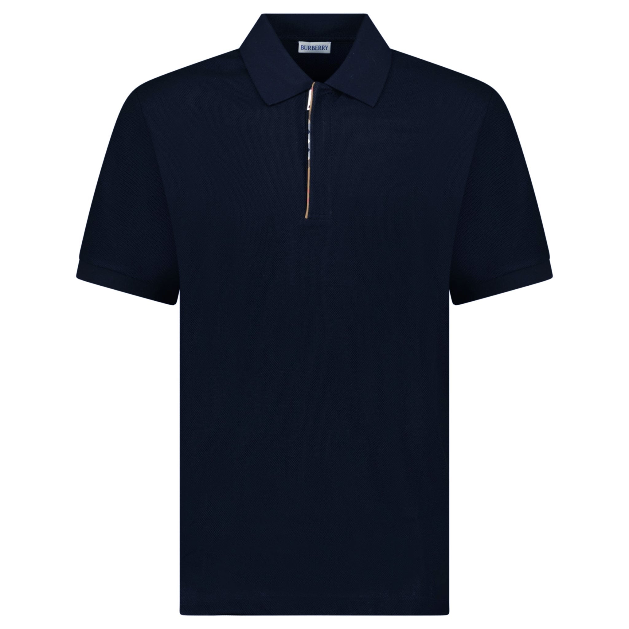 Burberry 'Hartford' Check Placket Zip Polo Navy