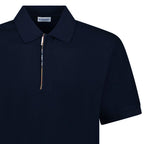 Burberry 'Hartford' Check Placket Zip Polo Navy