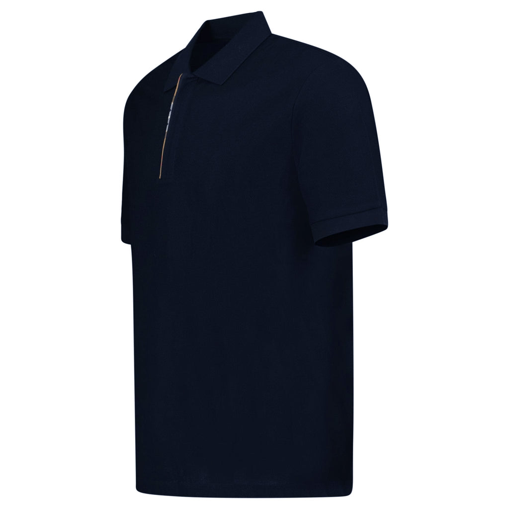 Burberry 'Hartford' Check Placket Zip Polo Navy