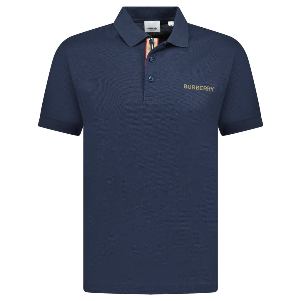 Burberry 'Hartford' Embroidery Logo Signature Stripe Polo Navy