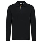 Burberry 'Hartford' Long Sleeved Check Placket Polo-Shirt Black