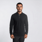 Burberry 'Hartford' Long Sleeved Check Placket Polo-Shirt Black