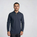 Burberry 'Hartford' Long Sleeved Check Placket Polo-Shirt Navy