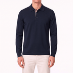 Burberry 'Hartford' Long Sleeved Check Placket Polo-Shirt Navy