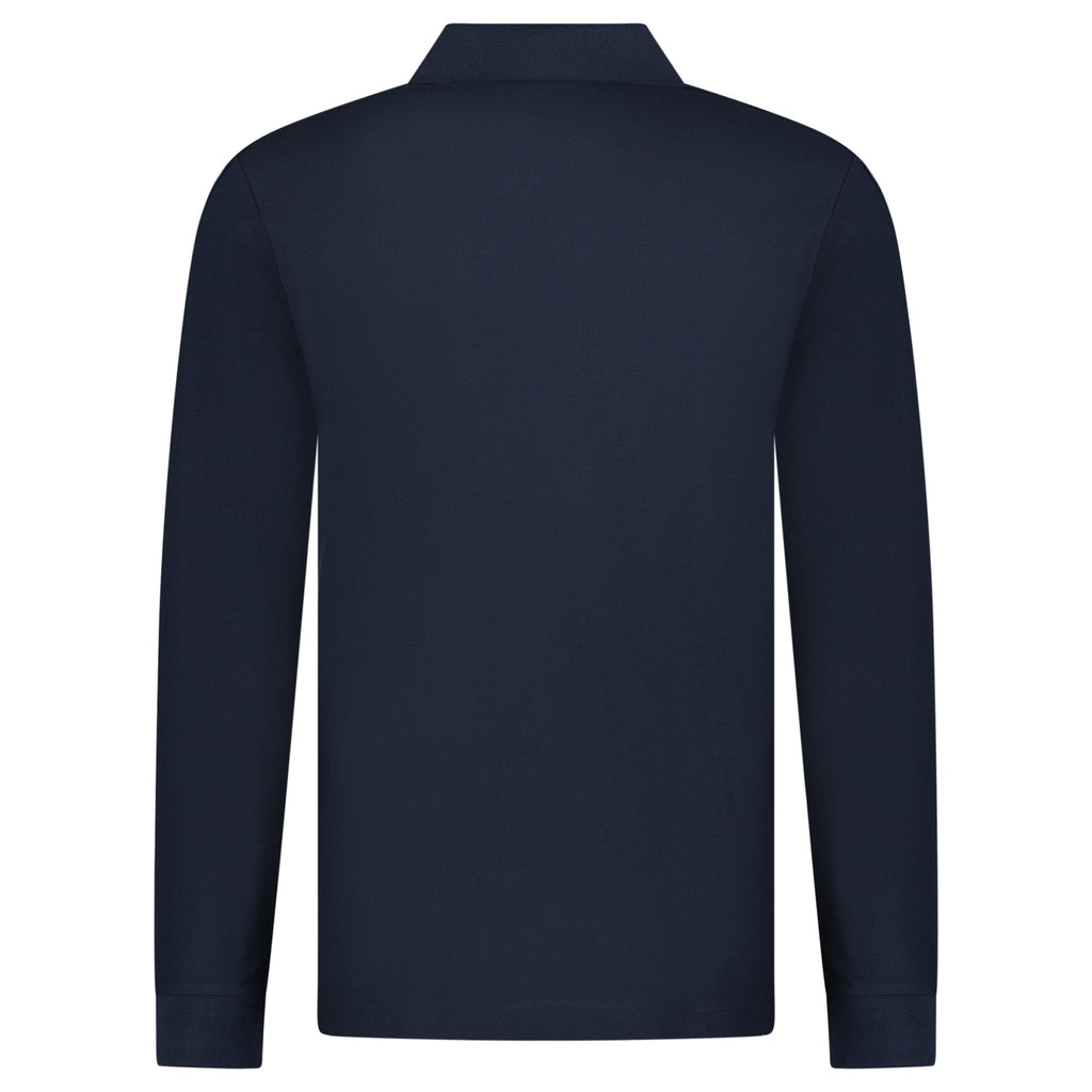 Burberry 'Hartford' Long Sleeved Check Placket Polo-Shirt Navy