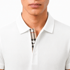 Burberry 'Hartford' Long Sleeved Check Placket Polo-Shirt White