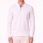 Burberry 'Hartford' Long Sleeved Check Placket Polo-Shirt White