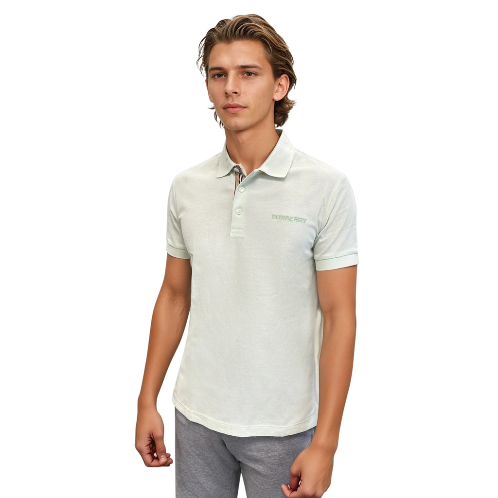 Burberry 'Hartford' Check Placket Polo Pistachio