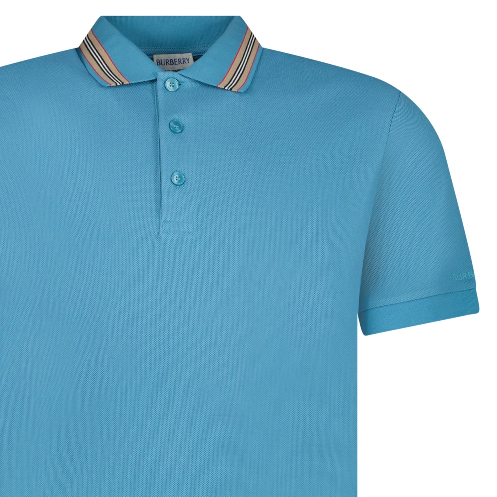 Burberry ‘Hartford’ Striped Check Short Sleeve Polo in Turquoise