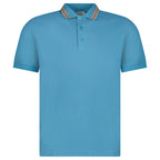 Burberry ‘Hartford’ Striped Check Short Sleeve Polo in Turquoise